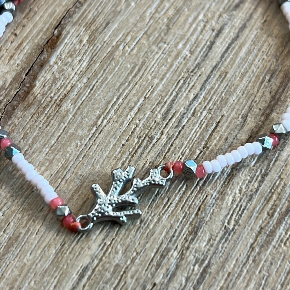 Pura Vida Bracelet Bundle Peach Orange Coral Shell Seed Bead Silver String Rare - Picture 5 of 8